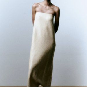 Zara Strapless White Sequin Dress